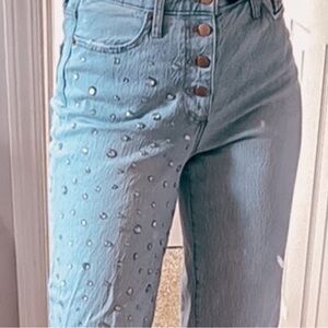 Light Blue Women's Jeans with rhinestones